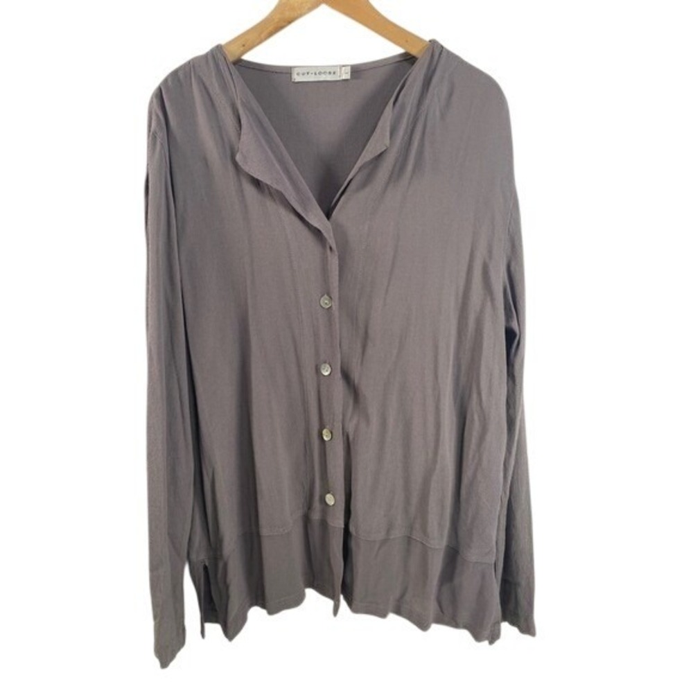 Cut Loose Womens Layered Shirt Jacket sz L Purple Lagenlook Artsy Minimalist